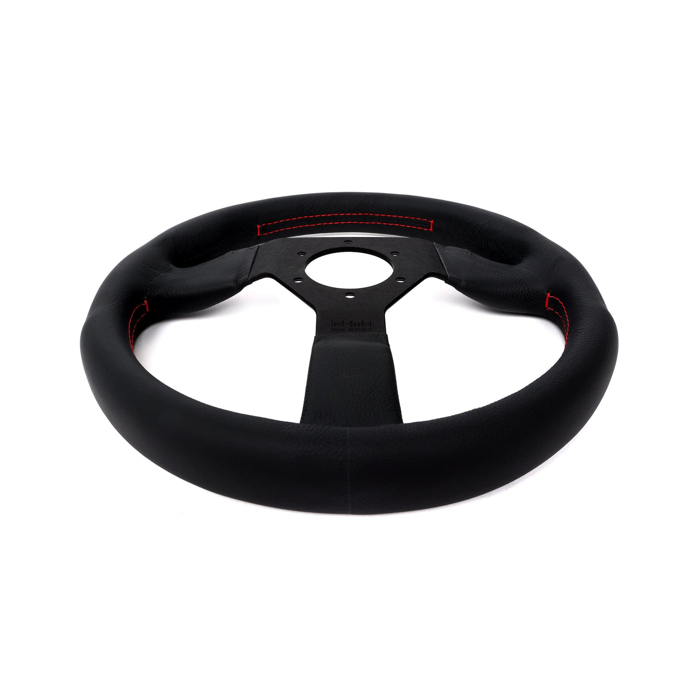 Momo Motorsports Steering Wheels Momo Montecarlo Leather Steering Wheel 320 mm - Black/Red Stitch/Black Spokes