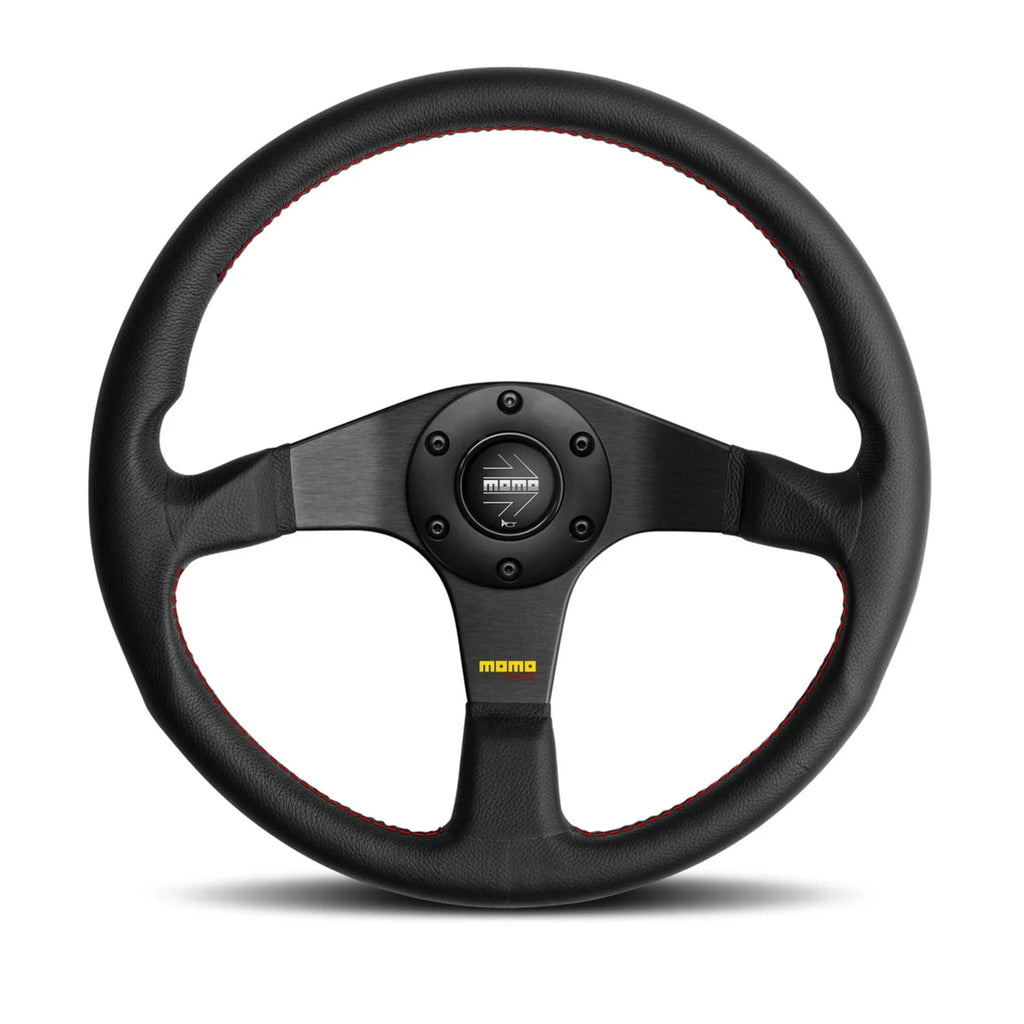 momo tuner TYPE 032 ステアリング 黒レザー Momo Tuner Steering Wheel - Black Leather/Red Stitching – DC Sports
